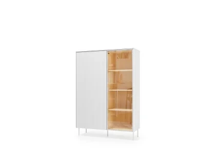 LIBA LB 02, 2 dverova vitrina s osvetlenim, hodvabna biela dub vincenza 1