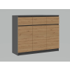 Komoda 3D3S, antracit/ dub artisan