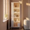 LIBA LB 01, vysoka 2 dverova vitrina s osvetlenim, hodvabna biela dub vincenza 5
