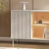 LIBA LB 04, komoda so sklom a osvetlenim, hodvabna biela dub vincenza 4
