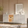 LIBA LB 04, komoda so sklom a osvetlenim, hodvabna biela dub vincenza 5